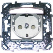 Розетка  с заземлением и крышкой  SE Unica Top, алюминий