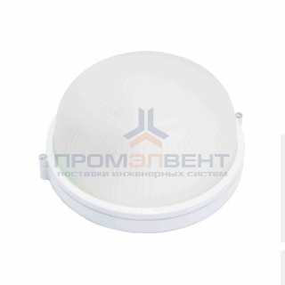 11-18 бел (НБП 03-60-001) Свет-ик влагозащ,круг белый,алюминий,рас-ль стекло,IP54,E27,60Вт,130С