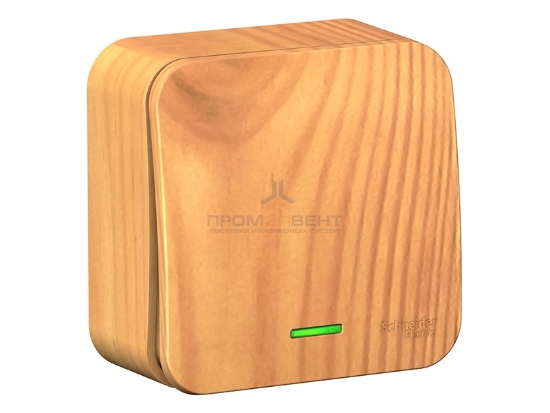 Переключатель 1-клавишный с подсветкой (cх.6) Blanca Schneider Electric 10А 250В ясень изол.пластина