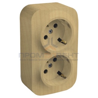 Розетка двойная Legrand Quteo с заземлением дерево [уп 10шт]