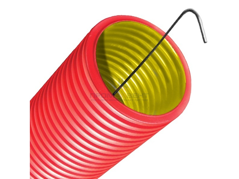 Труба двустенная гибкая DKC 160 мм, с протяжкой, с муфтой красная [бухта 50м]