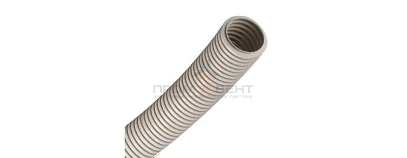 Труба ПВХ гибкая гофр. д.20мм, лёгкая без протяжки, цвет серый [бухта 100м]
