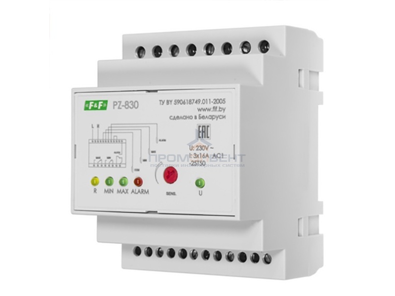 Реле контроля уровня жидкости PZ-830 16А, 3NO/NC, три контролируемых уровня