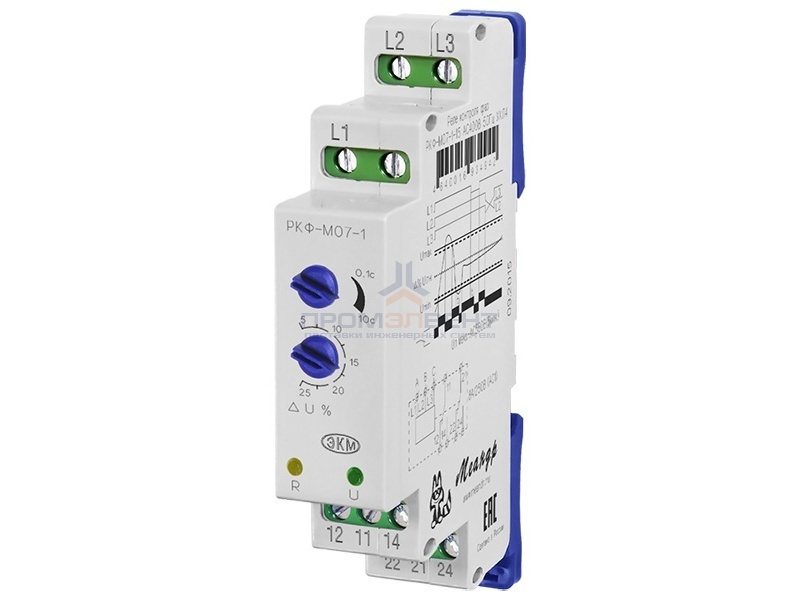 Реле контроля фаз РКФ-М07-1-15 AC400В УХЛ4 симметричная регулировка порогов напряжения 5-25%