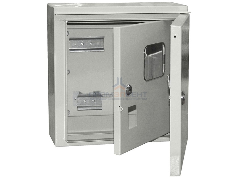 Щит металлический влагозащищенный ЩУ 1/1-1 74 У1 IP54, с внутр. дверью на 1-фаз счетчик, 310х300х150